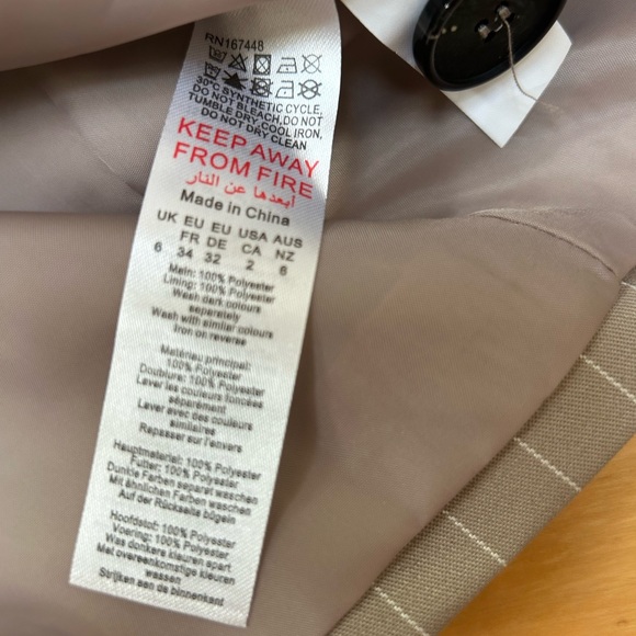 BooHoo tan and white pinstriped oversized blazer - Picture 6 of 6